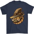 Cool Pumpkin Halloween Mens T-Shirt 100% Cotton Navy Blue