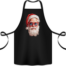 Cool Santa Summer Christmas Vibes Cotton Apron 100% Organic Black