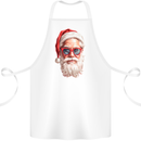 Cool Santa Summer Christmas Vibes Cotton Apron 100% Organic White