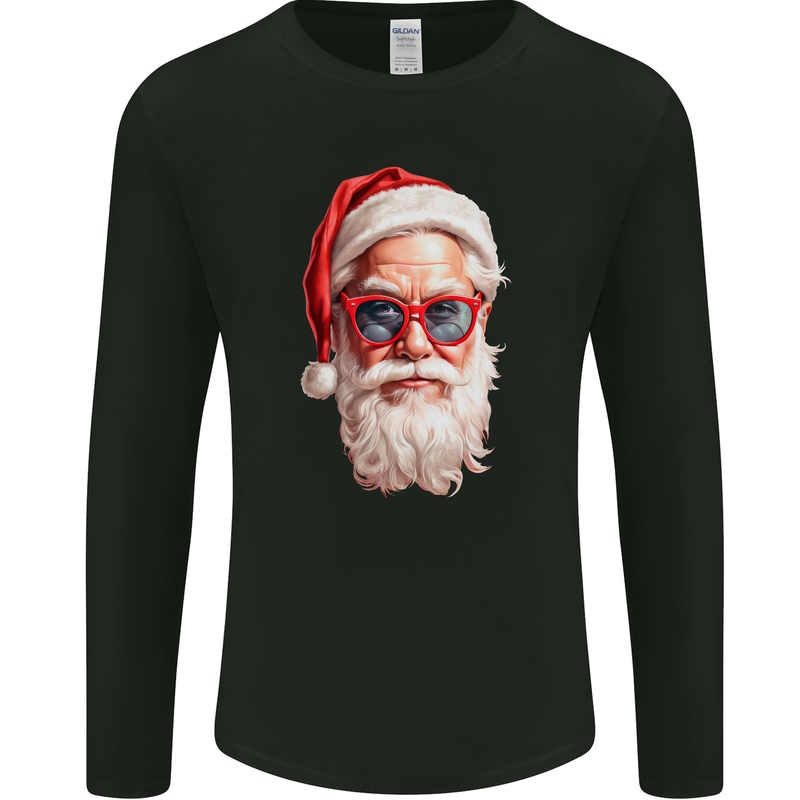 Cool Santa Summer Christmas Vibes Mens Long Sleeve T-Shirt Black