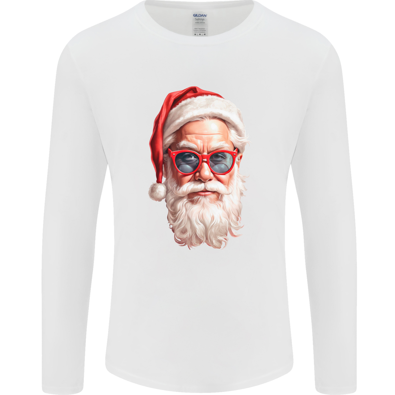 Cool Santa Summer Christmas Vibes Mens Long Sleeve T-Shirt White