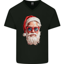Cool Santa Summer Christmas Vibes Mens V-Neck Cotton T-Shirt Black
