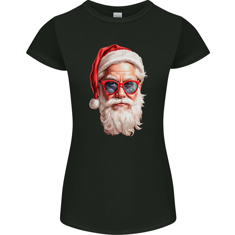 Cool Santa Summer Christmas Vibes Womens Petite Cut T-Shirt Black