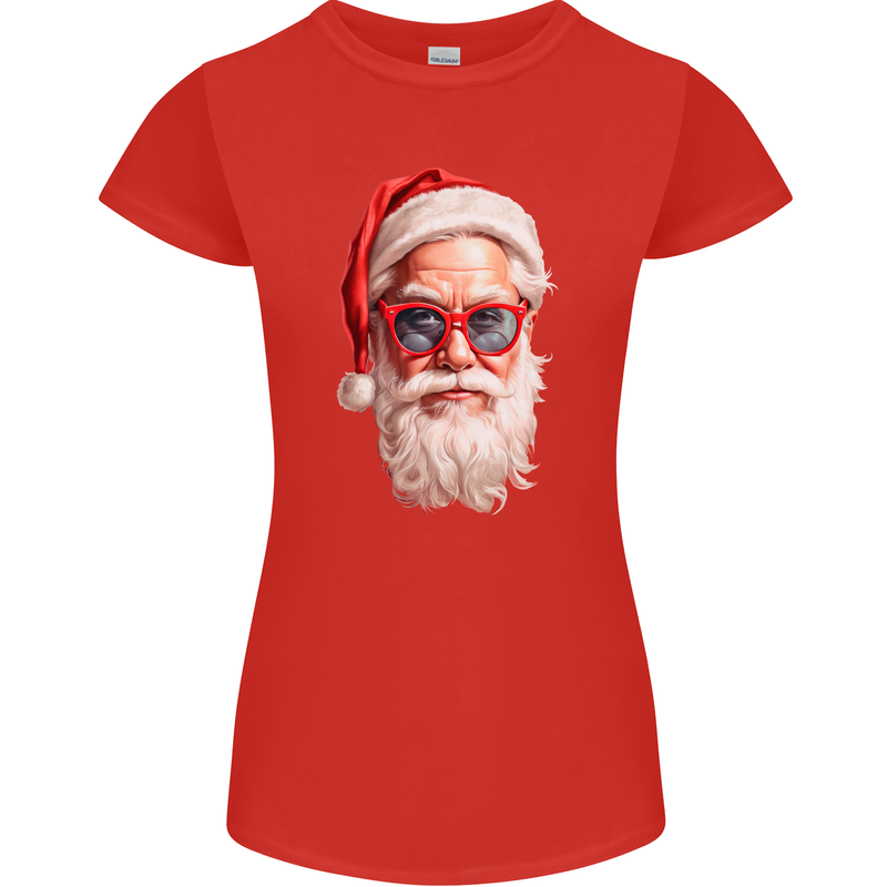 Cool Santa Summer Christmas Vibes Womens Petite Cut T-Shirt Red