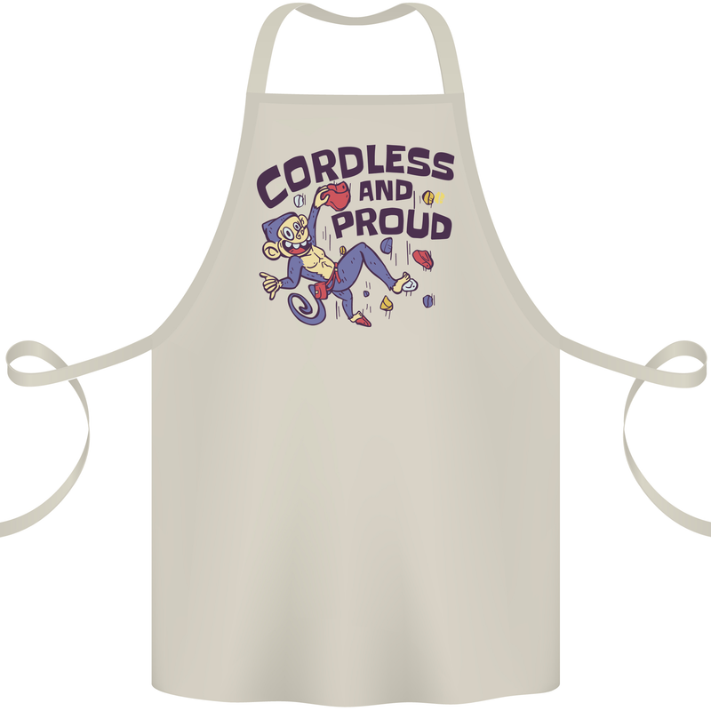 Cordless & Proud Rock Climbing Monkey Cotton Apron 100% Organic Natural
