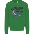 Cordless & Proud Rock Climbing Monkey Kids Sweatshirt Jumper Irish Green