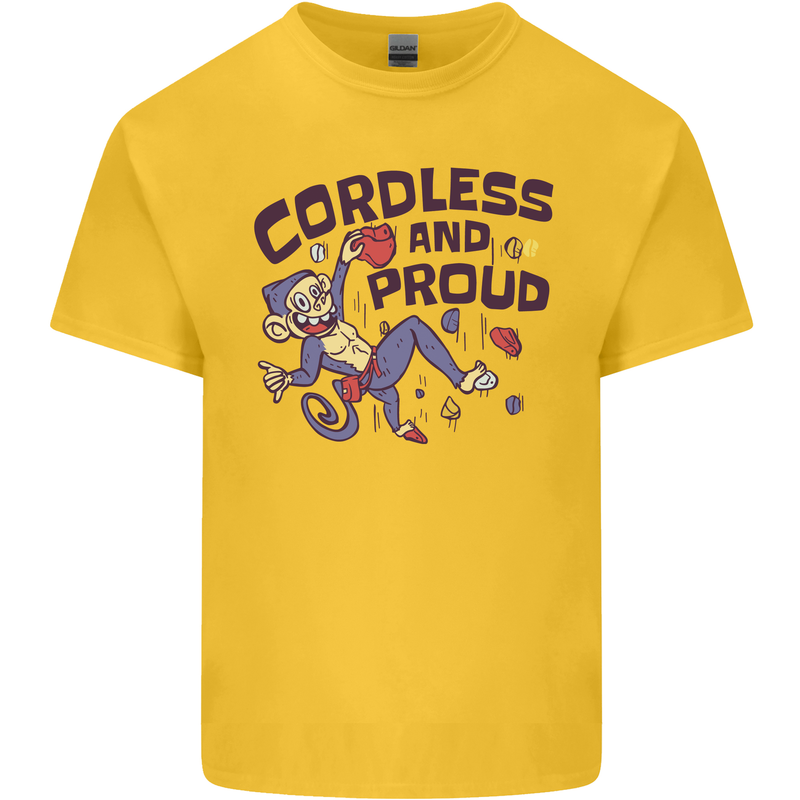 Cordless & Proud Rock Climbing Monkey Kids T-Shirt Childrens Yellow