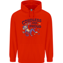 Cordless & Proud Rock Climbing Monkey Mens 80% Cotton Hoodie Bright Red
