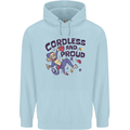 Cordless & Proud Rock Climbing Monkey Mens 80% Cotton Hoodie Light Blue
