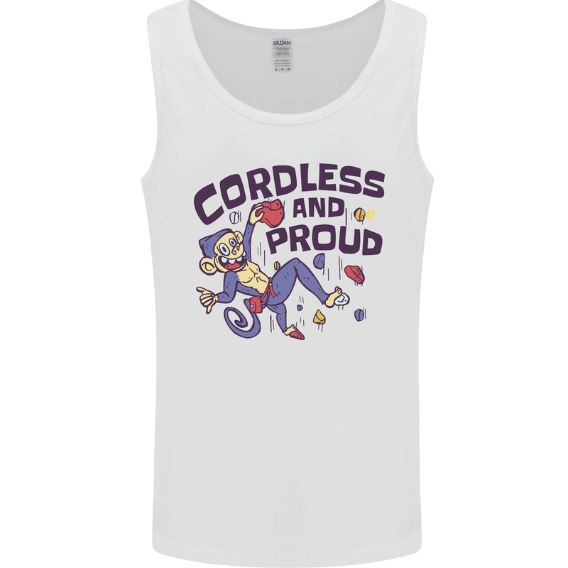 Cordless & Proud Rock Climbing Monkey Mens Vest Tank Top White