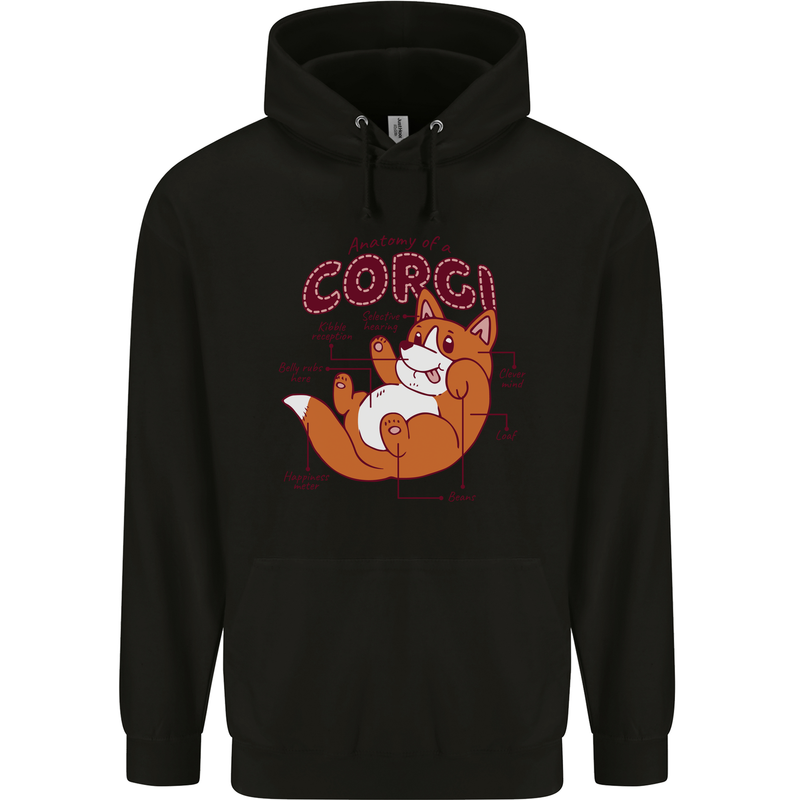 Corgi Anatomy Dog Childrens Kids Hoodie Black