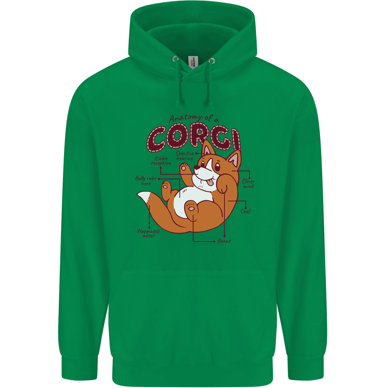 Corgi Anatomy Dog Childrens Kids Hoodie Irish Green