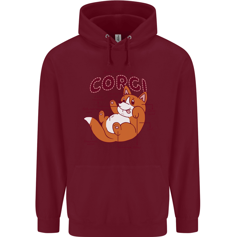 Corgi Anatomy Dog Childrens Kids Hoodie Maroon