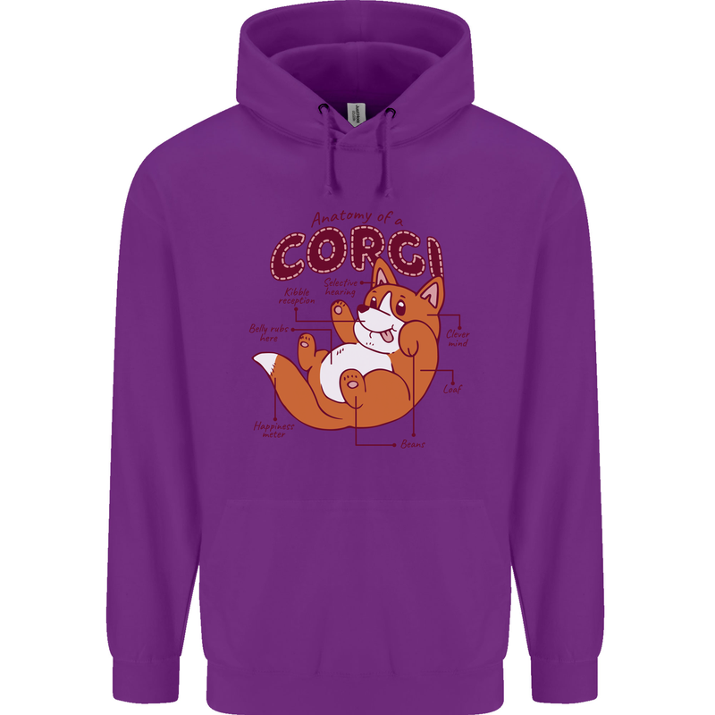 Corgi Anatomy Dog Childrens Kids Hoodie Purple