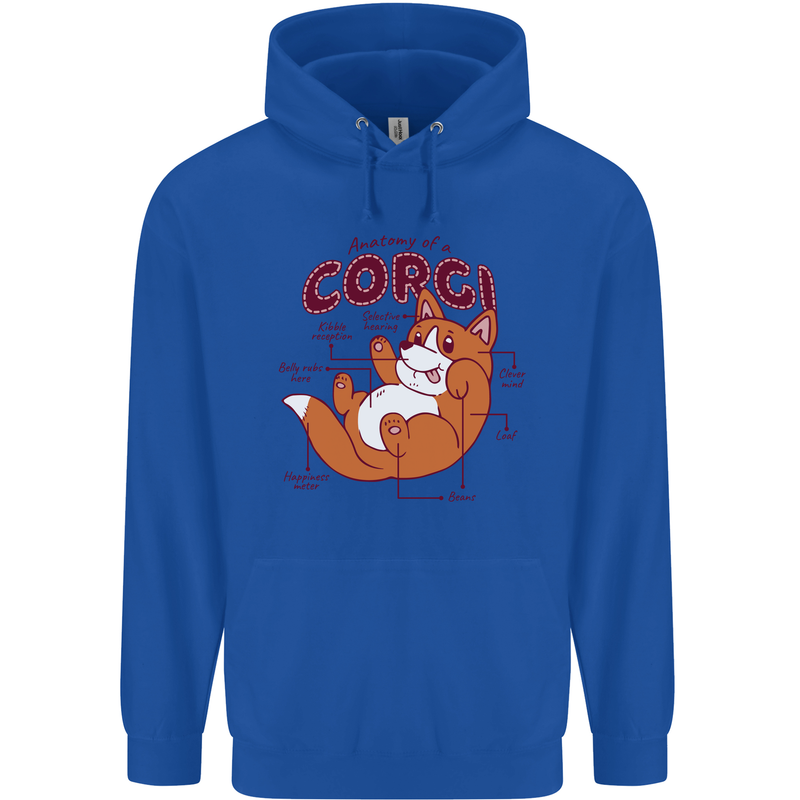 Corgi Anatomy Dog Childrens Kids Hoodie Royal Blue