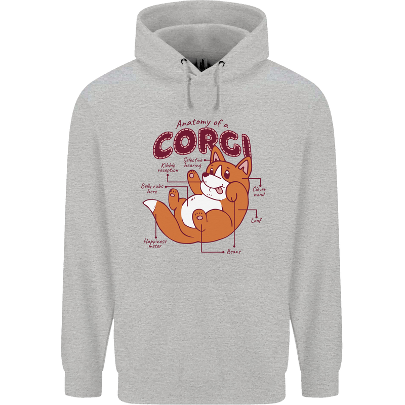 Corgi Anatomy Dog Childrens Kids Hoodie Sports Grey