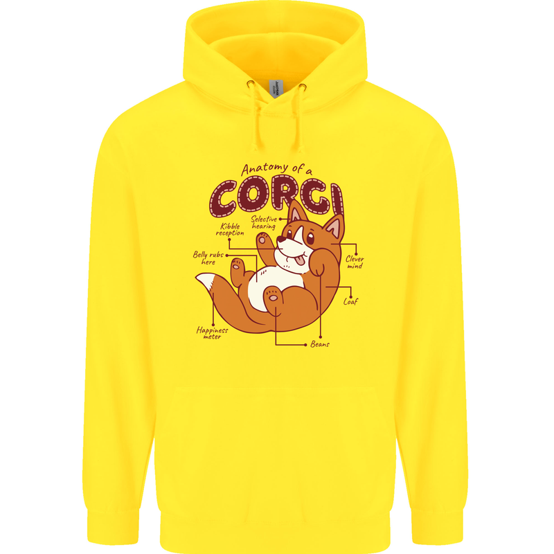 Corgi Anatomy Dog Childrens Kids Hoodie Yellow