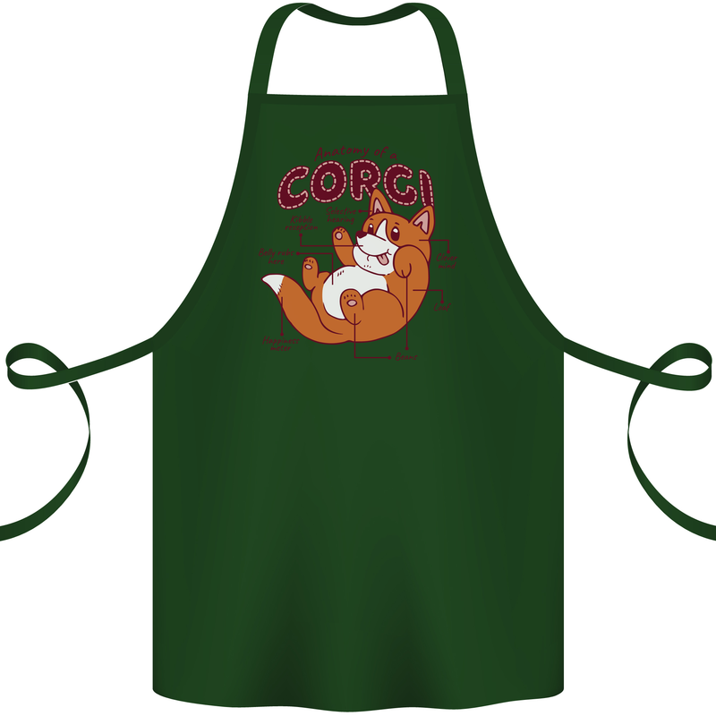 Corgi Anatomy Dog Cotton Apron 100% Organic Forest Green