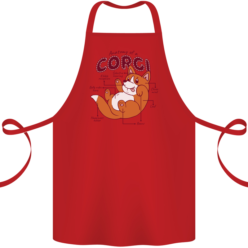 Corgi Anatomy Dog Cotton Apron 100% Organic Red
