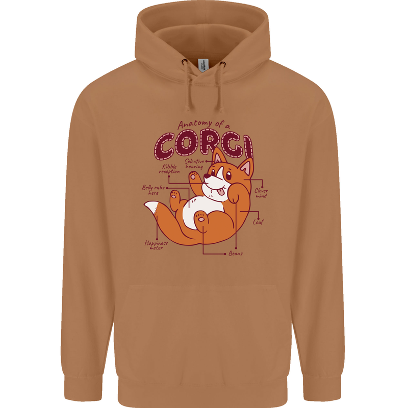 Corgi Anatomy Dog Mens 80% Cotton Hoodie Caramel Latte