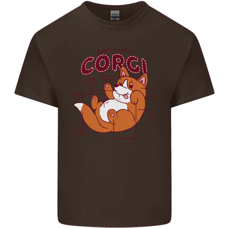 Corgi Anatomy Dog Mens Cotton T-Shirt Tee Top Dark Chocolate