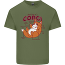 Corgi Anatomy Dog Mens Cotton T-Shirt Tee Top Military Green