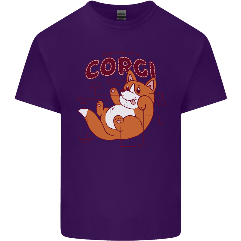 Corgi Anatomy Dog Mens Cotton T-Shirt Tee Top Purple