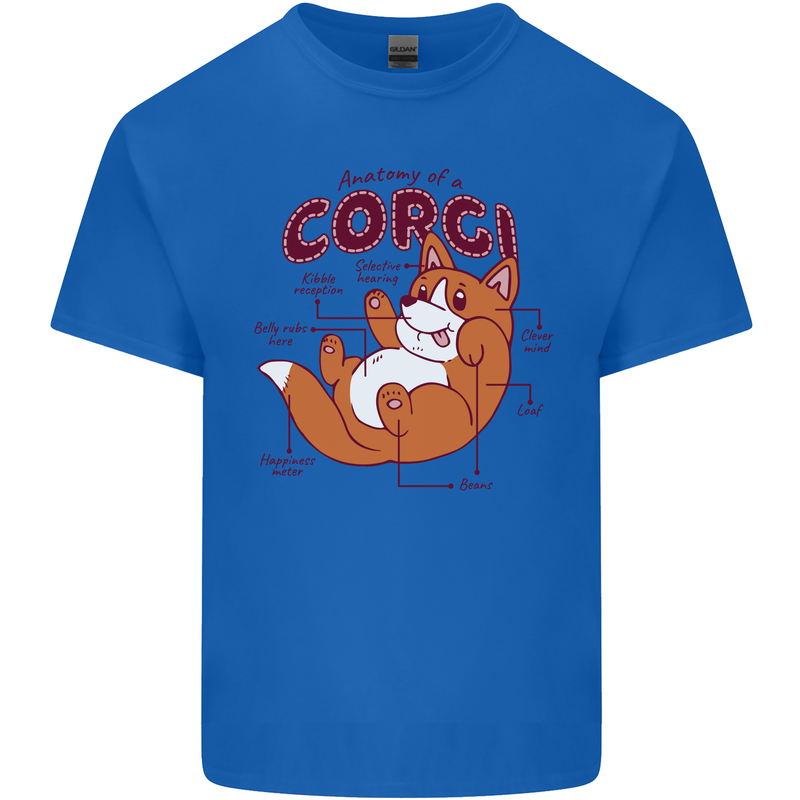 Corgi Anatomy Dog Mens Cotton T-Shirt Tee Top Royal Blue