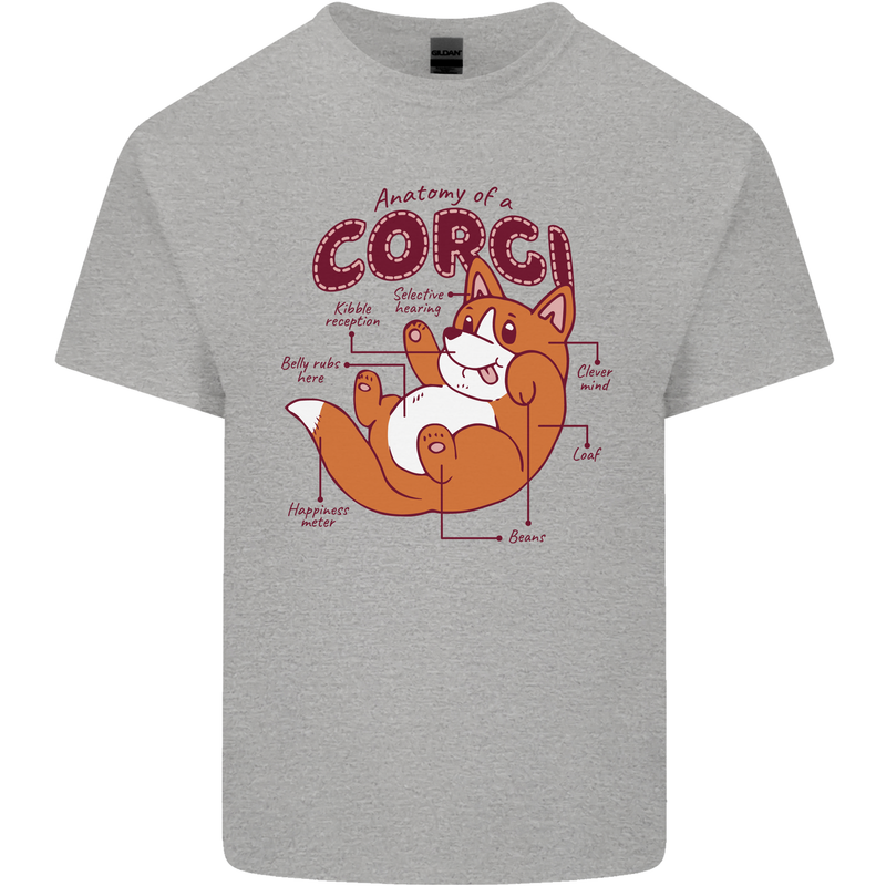 Corgi Anatomy Dog Mens Cotton T-Shirt Tee Top Sports Grey
