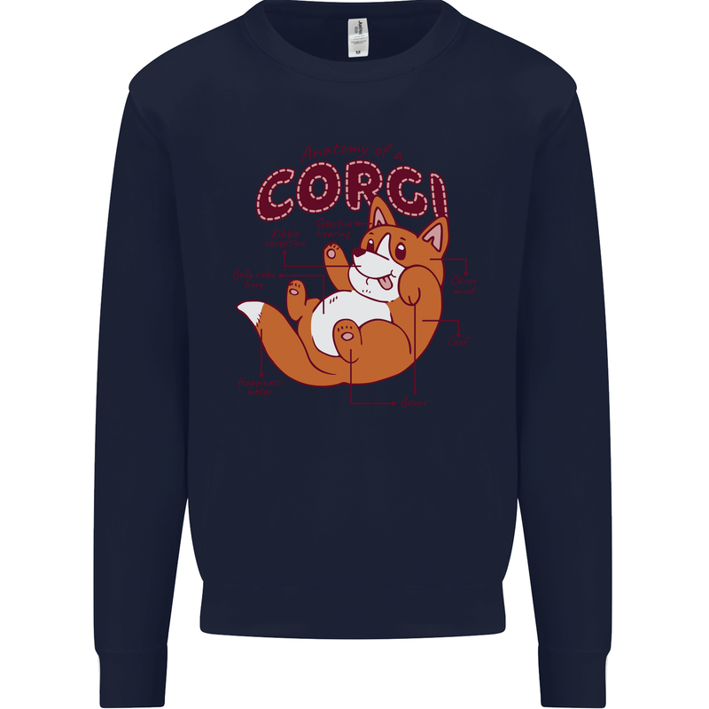 Corgi Anatomy Dog Mens Sweatshirt Jumper Navy Blue