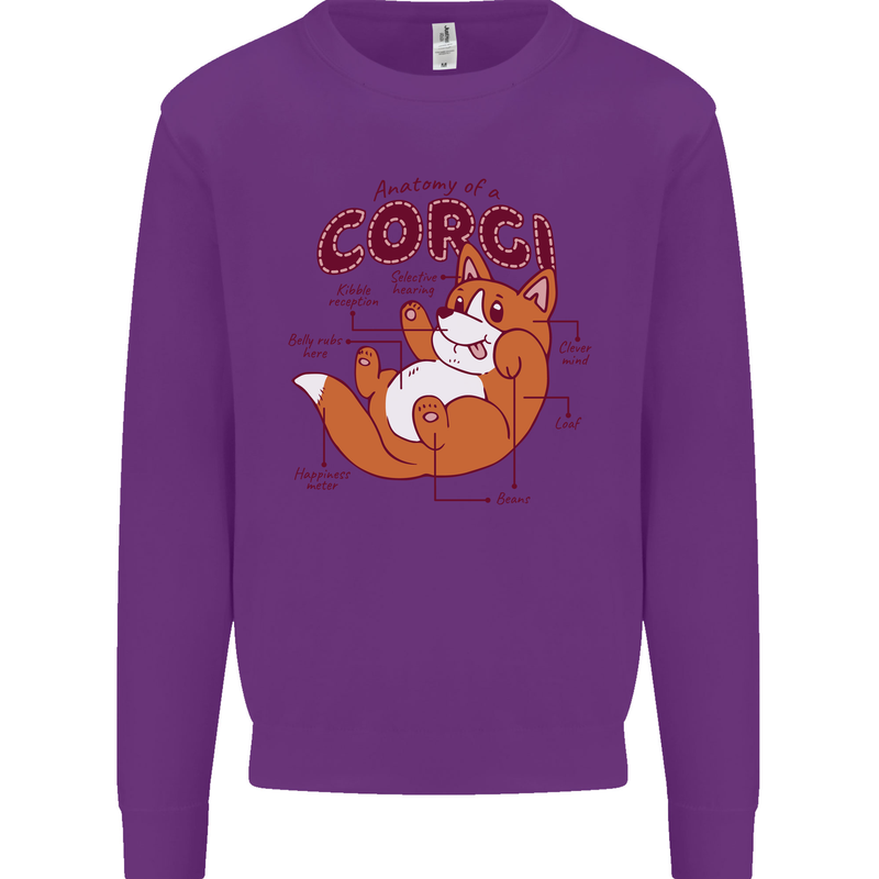 Corgi Anatomy Dog Mens Sweatshirt Jumper Purple