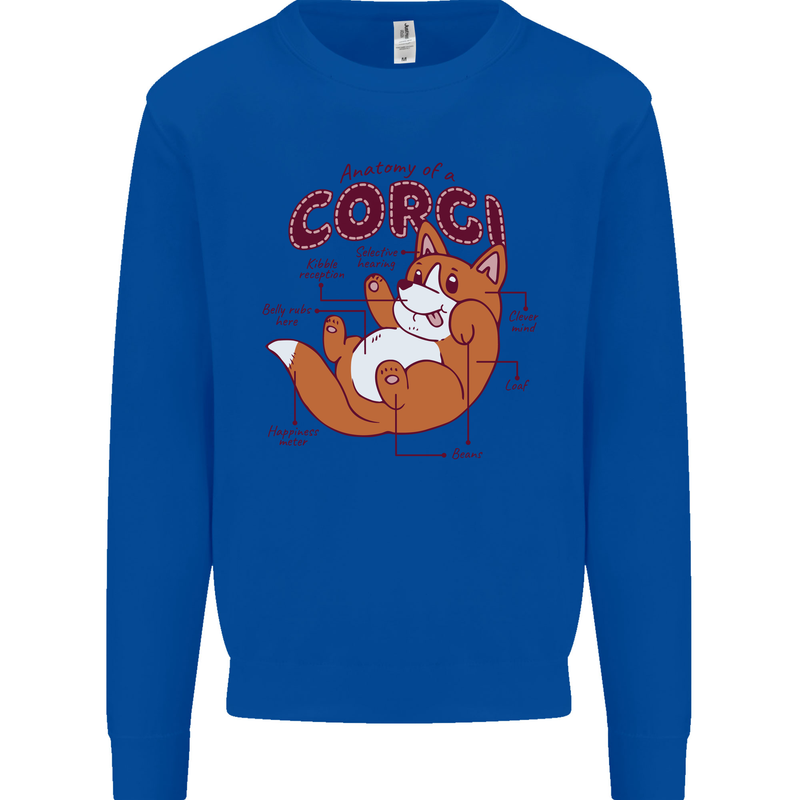 Corgi Anatomy Dog Mens Sweatshirt Jumper Royal Blue