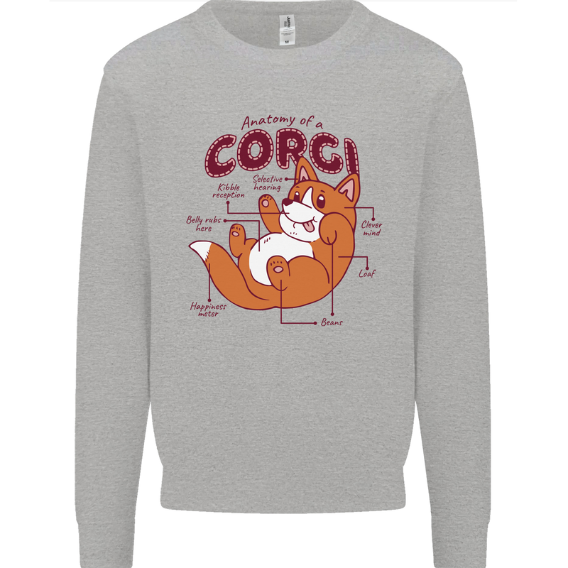 Corgi Anatomy Dog Mens Sweatshirt Jumper Sports Grey