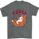 Corgi Anatomy Dog Mens T-Shirt 100% Cotton Charcoal