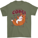 Corgi Anatomy Dog Mens T-Shirt 100% Cotton Military Green