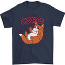 Corgi Anatomy Dog Mens T-Shirt 100% Cotton Navy Blue