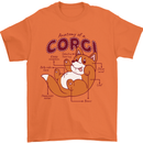 Corgi Anatomy Dog Mens T-Shirt 100% Cotton Orange