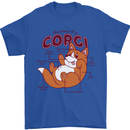 Corgi Anatomy Dog Mens T-Shirt 100% Cotton Royal Blue