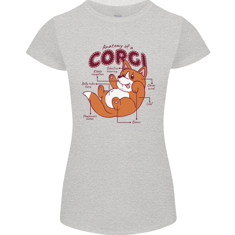 Corgi Anatomy Dog Womens Petite Cut T-Shirt Sports Grey