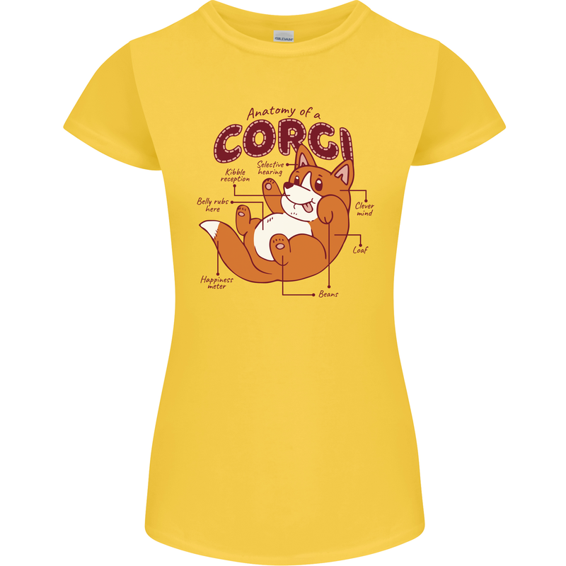 Corgi Anatomy Dog Womens Petite Cut T-Shirt Yellow