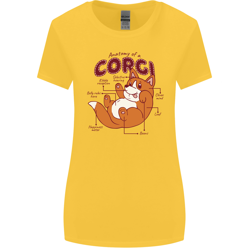 Corgi Anatomy Dog Womens Wider Cut T-Shirt Yellow