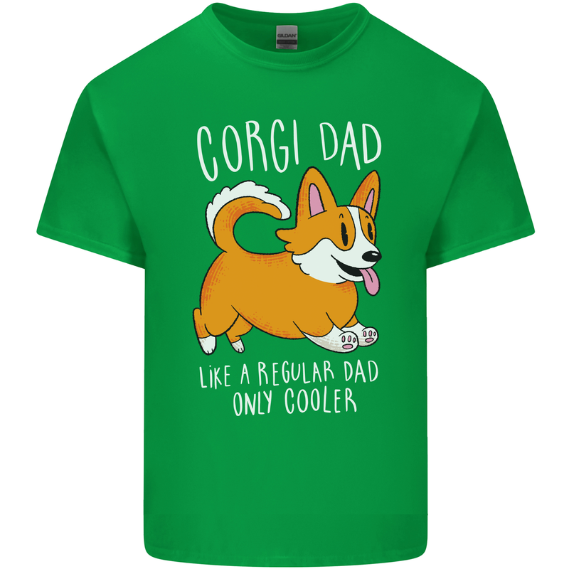 Corgi Dad Funny Fathers Day Dog Mens Cotton T-Shirt Tee Top Irish Green