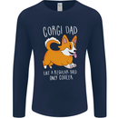 Corgi Dad Funny Fathers Day Dog Mens Long Sleeve T-Shirt Navy Blue