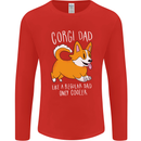 Corgi Dad Funny Fathers Day Dog Mens Long Sleeve T-Shirt Red