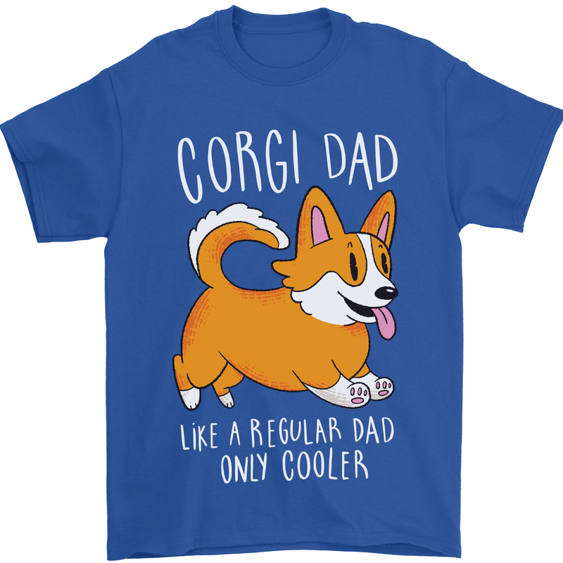 Corgi Dad Funny Fathers Day Dog Mens T-Shirt 100% Cotton Royal Blue