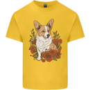 Corgi Dog With Flowers Kids T-Shirt Childrens Yellow