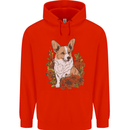 Corgi Dog With Flowers Mens 80% Cotton Hoodie Bright Red