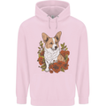 Corgi Dog With Flowers Mens 80% Cotton Hoodie Light Pink