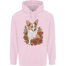 Corgi Dog With Flowers Mens 80% Cotton Hoodie Light Pink