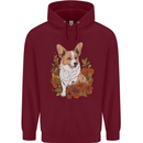 Corgi Dog With Flowers Mens 80% Cotton Hoodie Maroon